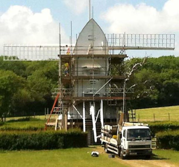 The mill in scaffolding during it's reconstruction